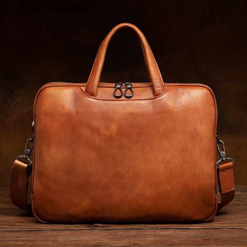 Luxury Bags Laptop - Luxury handcrafted vegetable-tanned leather briefcase for
