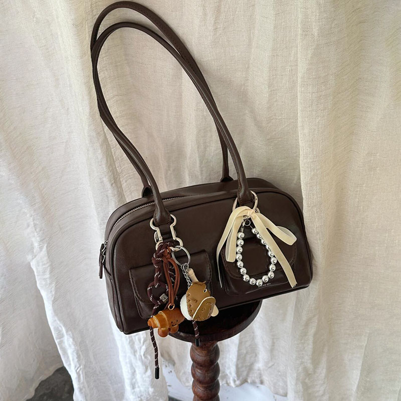 Luxury Bags Ysl - New Large Capacity Brown Bowling Handbag