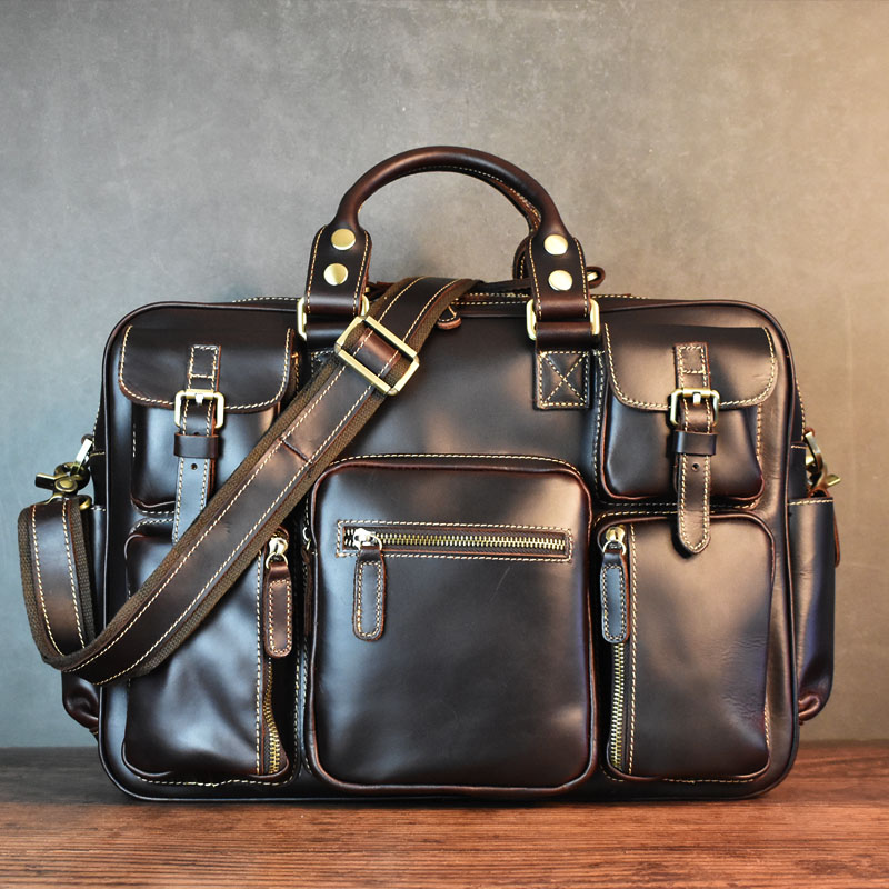 Luxury Bags Laptop - Vintage Men's Black Shoulder Bags High-Capacity