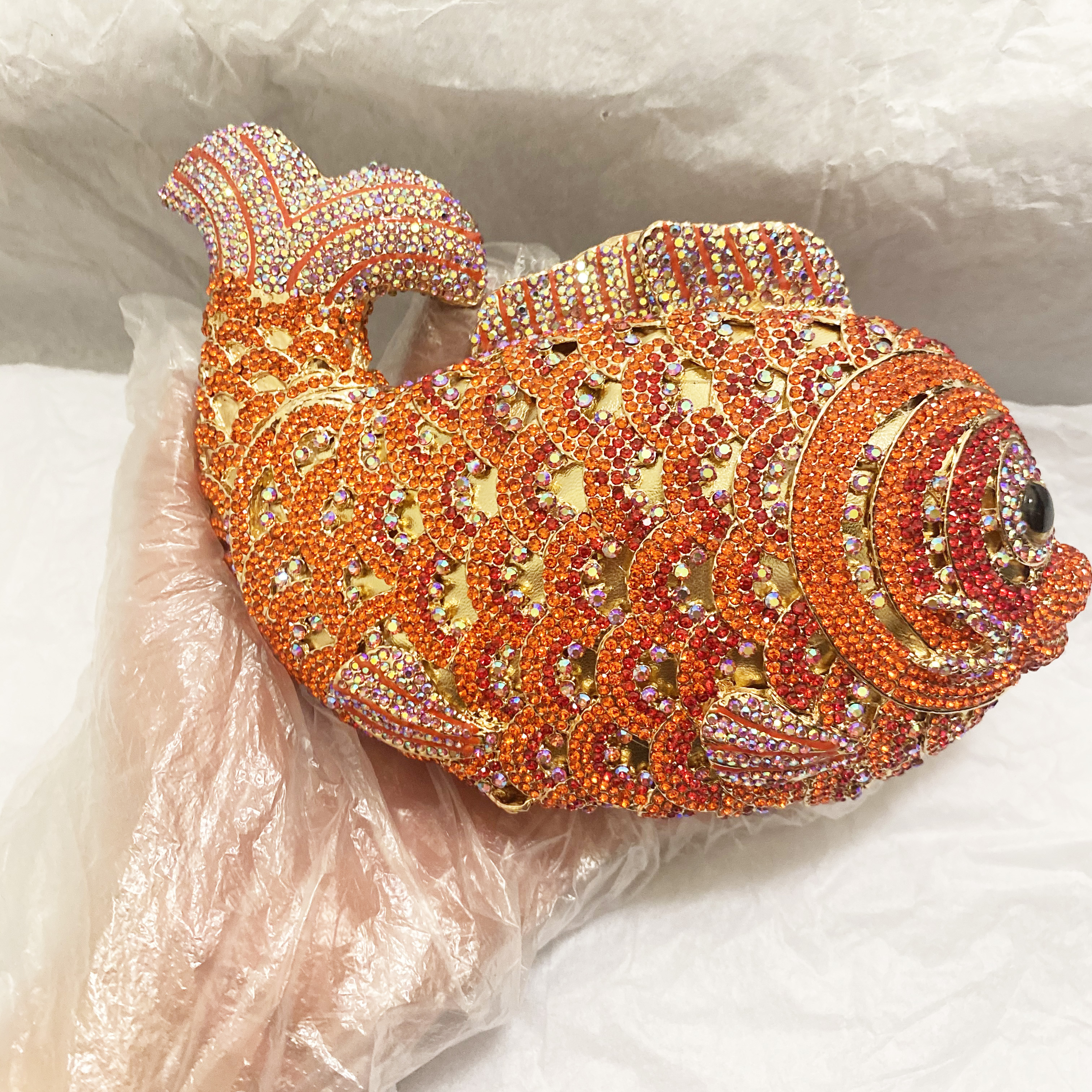 Red/Orange Fish Crystal Mini E - Luxury Bags Collection ulasan dan harga