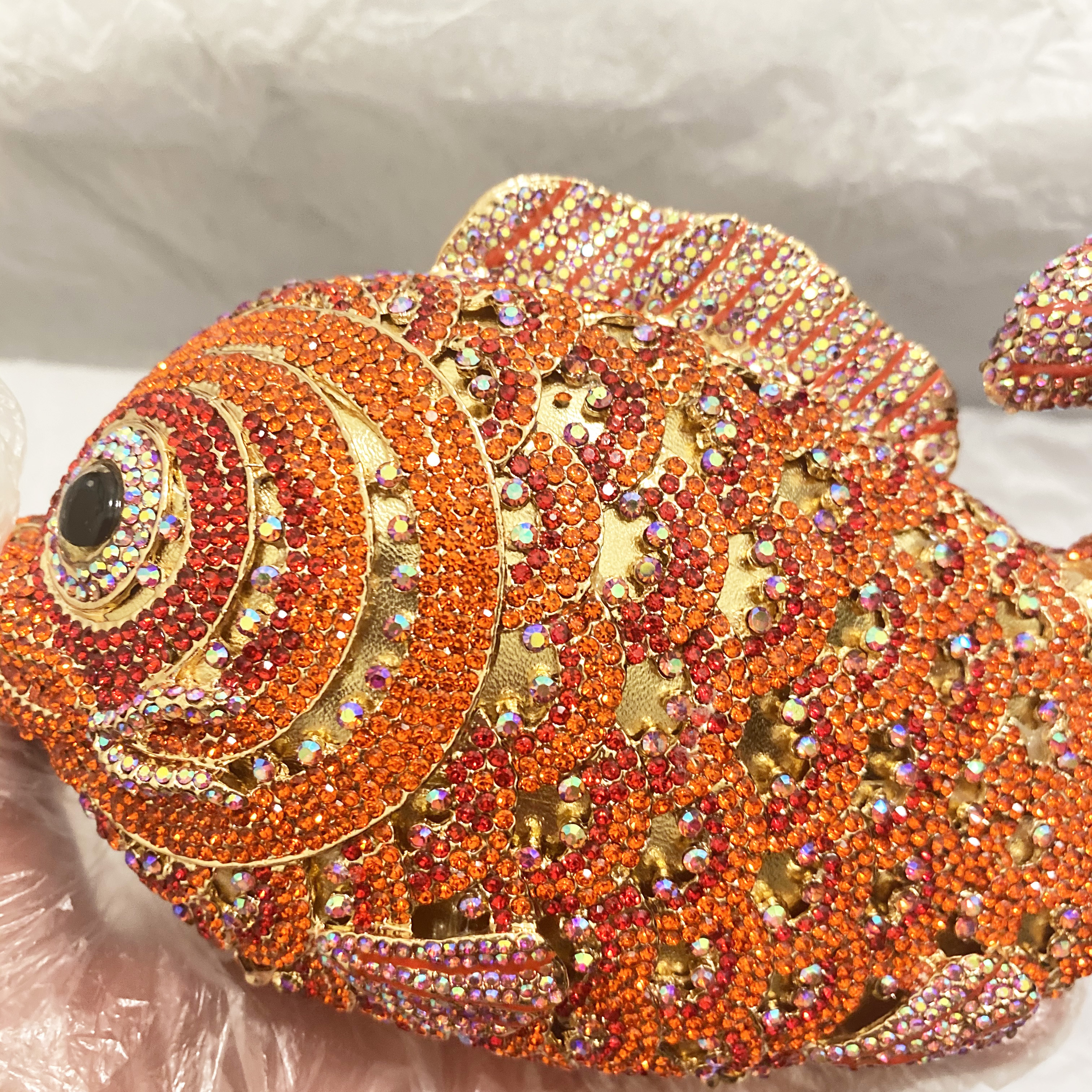 Red/Orange Fish Crystal Mini E - Luxury Bags Collection ulasan dan harga