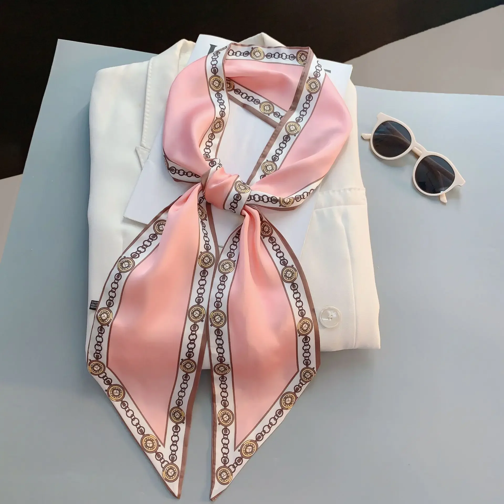 Design Print Skinny Scarf Plai - Luxury Bags Expensive ulasan dan harga