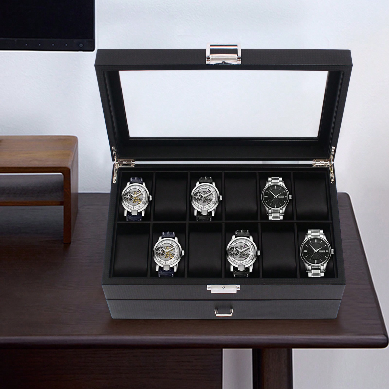 24 Slot Men Watch Display Case - Luxury Bags For School ulasan dan harga