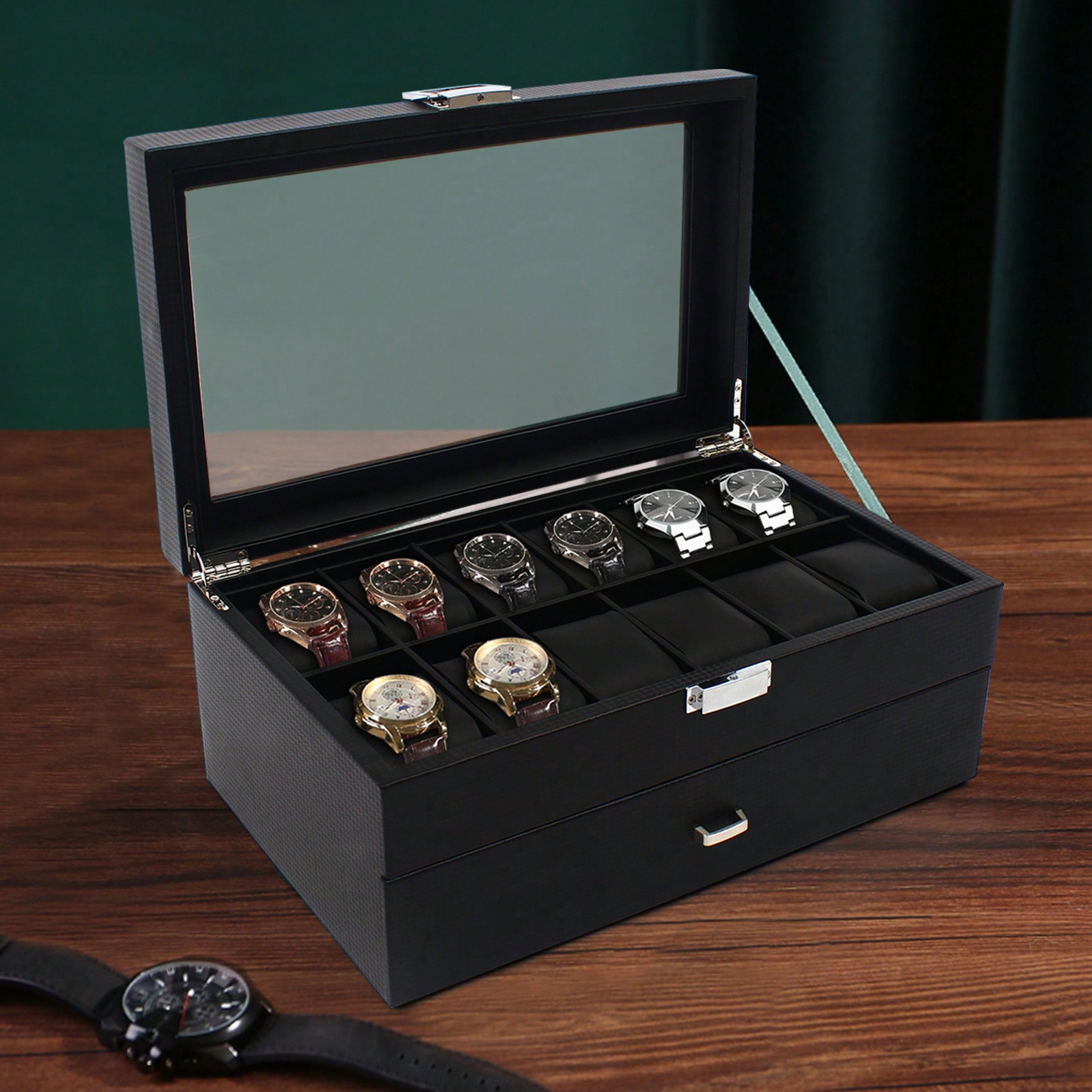 24 Slot Men Watch Display Case - Luxury Bags For School ulasan dan harga