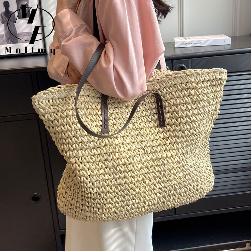 Straw Woven Tote Bags Casual L - Luxury Bags Collection ulasan dan harga