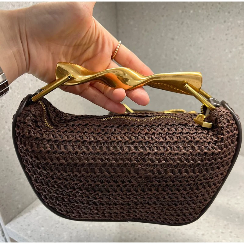 Gold Handle Brand Handwoven Ha - Luxury Bags Gold ulasan dan harga
