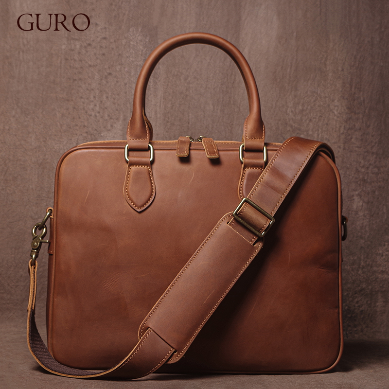 GURO Men Crazy Horse Cowhide B - Luxury Bags For School ulasan dan harga